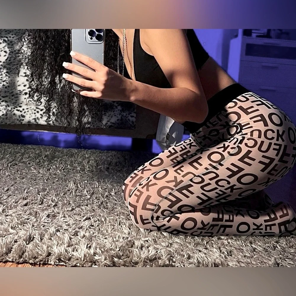 👑HOST PICK👑Rare F*CK OFF Leggings W/ Footy’s R Perfect 4 Clubbing R lounge Wear